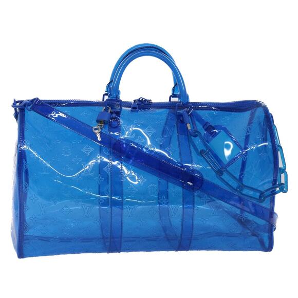 LOUIS VUITTON Monogram Vinyl Keepall Bandouliere 50 Bag Blue M53272 - Picture 1 of 16